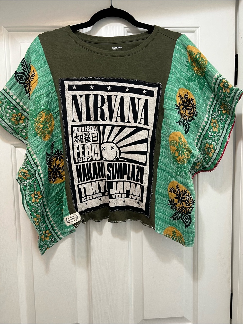 Upcycled Nirvana poncho style shirt